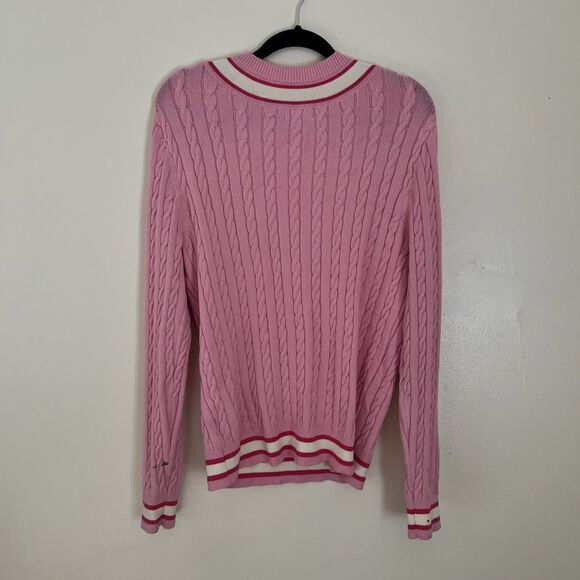 JEFFREE STAR Cosmetics Pink Embroidered Varsity Cableknit Sweater, Pink- M - Picture 7 of 10